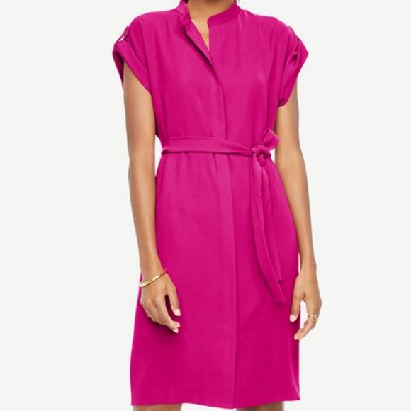Ann Taylor Belted Short Sleeve Shirt dress, Size Small - Picture 2 of 6